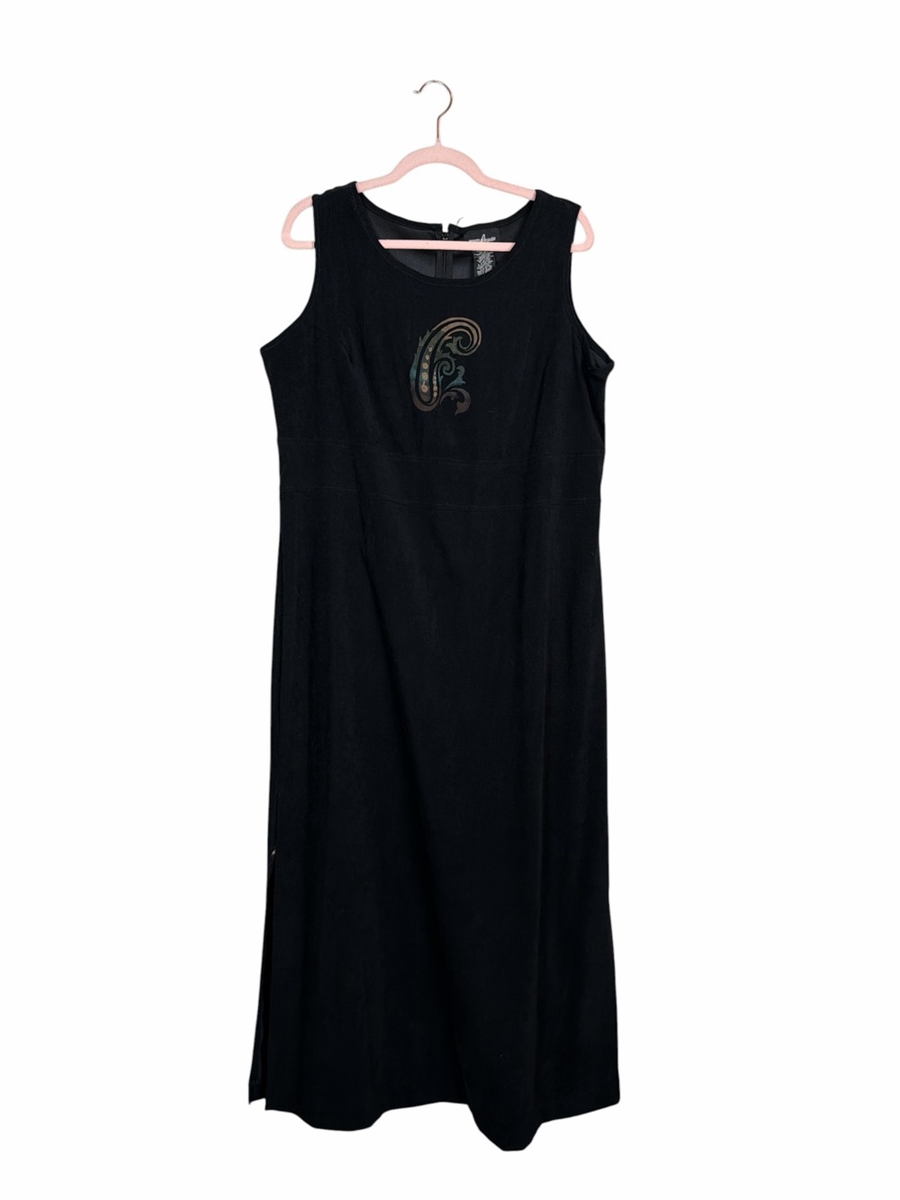 Positive Attitude Black Sleeveless Paisley Midi Dress Size 18 Back Zip